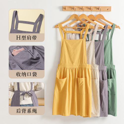 新款圍裙工作服耐髒純棉廚房家用高顔值防油防汙
