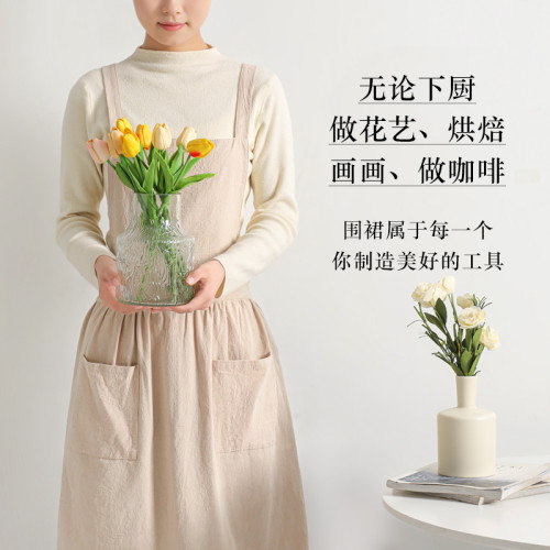 新款圍裙工作服耐髒純棉廚房家用高顔值防油防汙