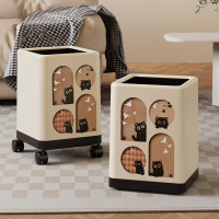 星優垃圾桶家用2024新款客廳高顔值可移動衛生間厠所臥室帶輪紙簍