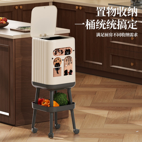 卡通家用垃圾桶新款廚房高顔值客廳大容量臥室衛生間輕奢簡約風格