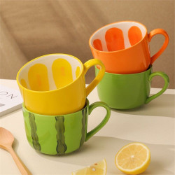 小紅書同款西瓜杯女高顔值陶瓷杯可愛水果杯夏季創意馬克杯咖啡杯