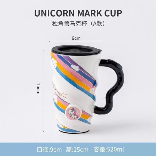 韓版可愛ins水杯大容量馬克杯帶蓋個性潮流情侶杯子少女心高顔值