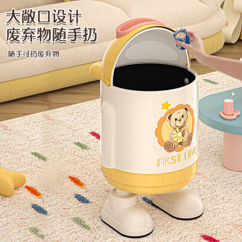 泰迪熊聯名垃圾桶家用客廳高顔值衛生間厠所帶蓋臥室可愛創意紙簍