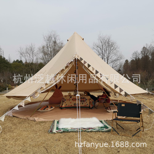 ins網紅棉布尖頂帳篷鍾型篷蒙古包戶外輕奢露營防水透氣營地帳篷