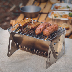 不鏽鋼折曡燒烤爐BBQ戶外野營燒烤架可攜式露營小型火爐迷你木