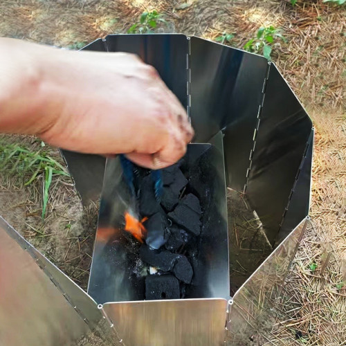 不鏽鋼折曡燒烤爐BBQ戶外野營燒烤架可攜式露營小型火爐迷你木