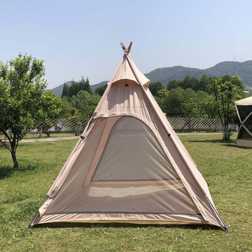 網紅戶外露營帳篷營地高顔值可攜式遮陽金字塔野營印第安帳篷尖頂