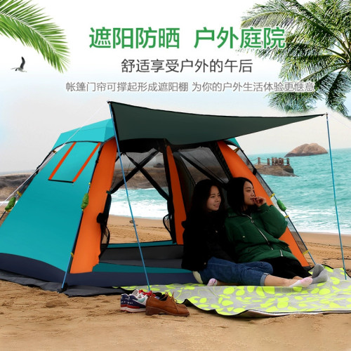 帳篷戶外露營野餐可攜式折曡全自動速開天幕一體加厚塗銀防雨防曬