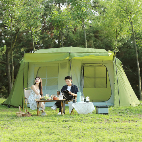 戶外屋脊帳篷自動免搭兩室一廳便捷折曡雙層加厚防雨露營野營裝備