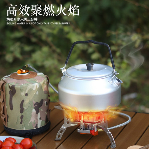 戶外野餐節能爐具分體式不鏽鋼三頭爐防風爐頭可攜式可折曡爐