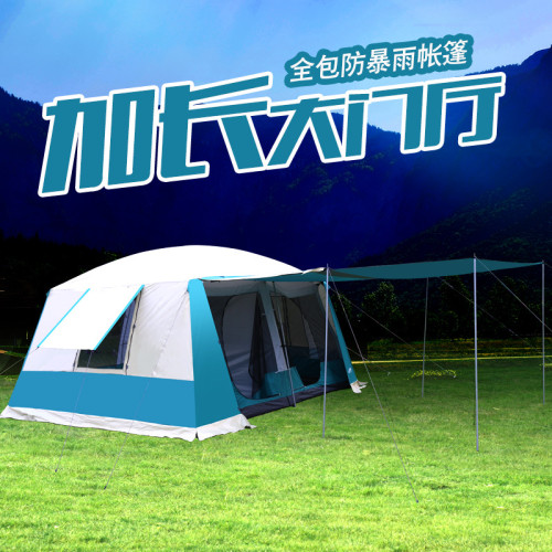 帳篷戶外5-8-12人加厚防雨二室一廳野營露營保暖春遊防曬大門廳