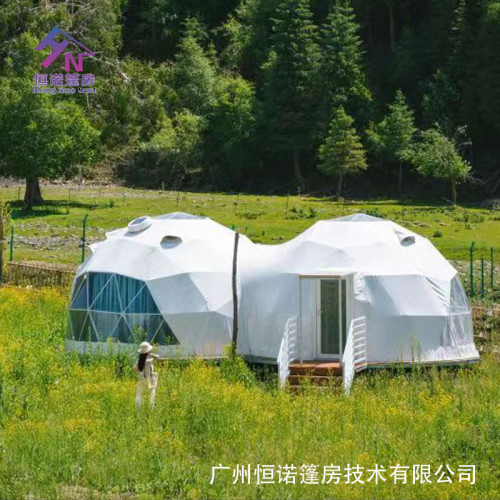 新疆那拉提戶外特色民宿連體星空帳篷酒店帳篷圓形球形篷房泡泡屋