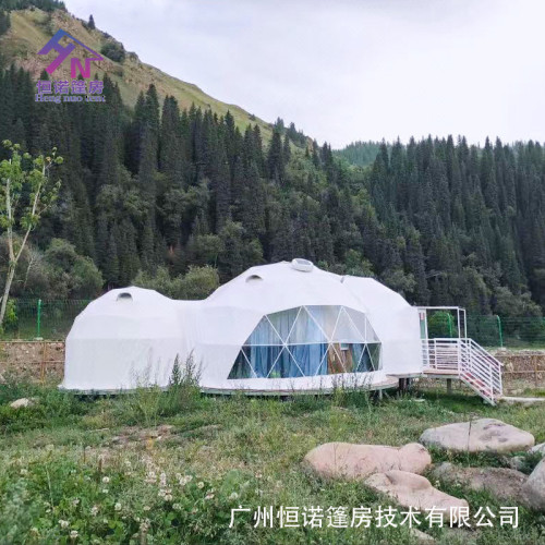 新疆那拉提戶外特色民宿連體星空帳篷酒店帳篷圓形球形篷房泡泡屋