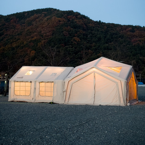 軍鑫coody13㎡樞紐站六角軍綠過夜住宿野營模塊露營充氣帳篷速開