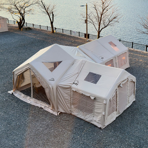 軍鑫coody13㎡樞紐站六角軍綠過夜住宿野營模塊露營充氣帳篷速開