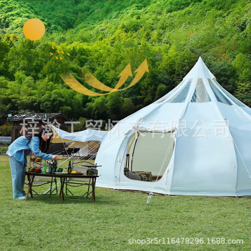蓮花帳篷戶外水滴星空帳篷防暴雨防風野營棉布牛津布四季球形帳