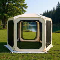 新款春夏季戶外露營遮光防蚊蟲可攜式全景速開網紗帳篷野營