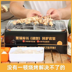 戶外燒烤碳套裝 家用室內燒烤爐 可攜式家用小型燒烤架速燃果木炭