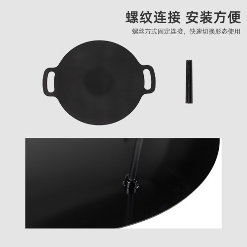 燒烤架鑄鐵氮化烤盤支架老式野炊鐵鍋煎鍋烤肉盤自助野營炊具