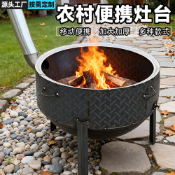 農村柴火灶燒木柴大鍋灶台柴火爐家用柴爐移動戶外爐具地鍋灶野營