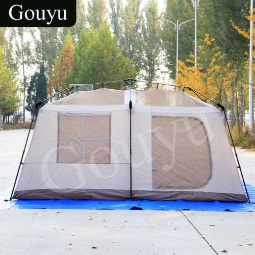 Gouyu戶外露營屋脊13自動帳篷可攜式速開厚塗銀防曬兩室一廳帳篷
