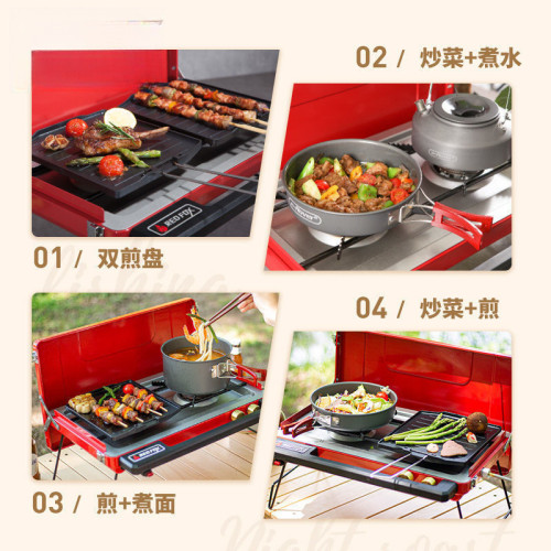 戶外瓦斯燒烤爐子露營可攜式燒烤架子野炊烤盤鍋具瓦斯卡式爐