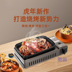 可攜式燒烤爐三合一多功能家庭家用戶外野炊烤肉烤串烤盤氣爐
