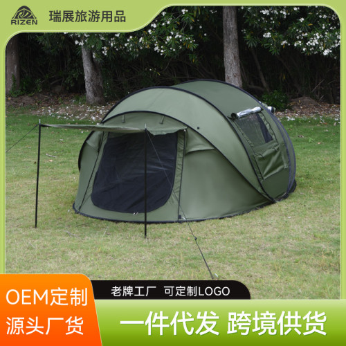 軍綠色露營帳篷折曡公園露營裝備野營過夜防雨加厚全自動沙灘室內