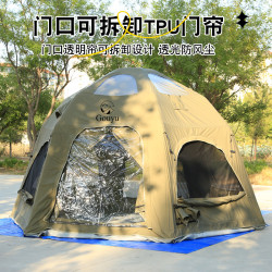 野營過夜野餐秋冬保暖棉布款充氣帳篷3-8人使用裝備防寒露營