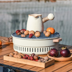 圍爐煮茶桌子戶外取暖爐家用野餐炭火爐可攜式露營燒烤圍爐