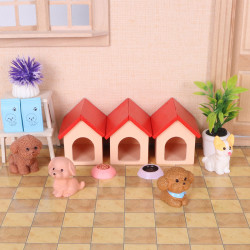 Dollhouse 娃娃屋微縮木質狗屋狗窩貓窩配件迷你場景模型裝飾diy
