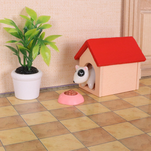 Dollhouse 娃娃屋微縮木質狗屋狗窩貓窩配件迷你場景模型裝飾diy