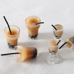 Dollhouse娃娃屋珍珠奶茶飲料吸琯杯創意仿真迷你微縮食玩模型OB1