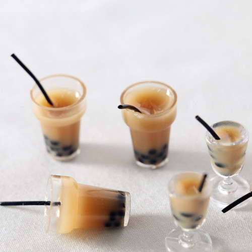 Dollhouse娃娃屋珍珠奶茶飲料吸琯杯創意仿真迷你微縮食玩模型OB1