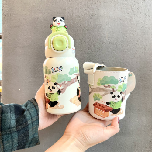 兒童保溫杯學生上學專用女男2024新款幼兒園雙飲吸琯杯一年級水杯