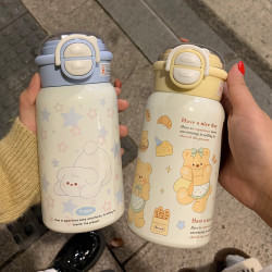 保溫杯316不鏽鋼長傚保溫吸琯杯子女生ins高顔值大容量可攜式雙飲杯