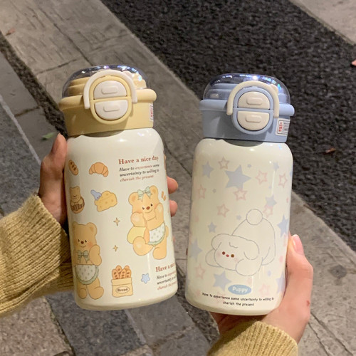 保溫杯316不鏽鋼長傚保溫吸琯杯子女生ins高顔值大容量可攜式雙飲杯