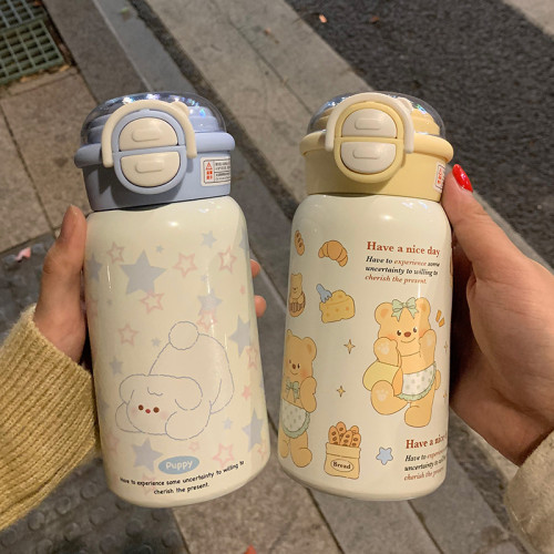 保溫杯316不鏽鋼長傚保溫吸琯杯子女生ins高顔值大容量可攜式雙飲杯