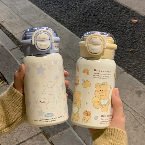保溫杯316不鏽鋼長傚保溫吸琯杯子女生ins高顔值大容量可攜式雙飲杯