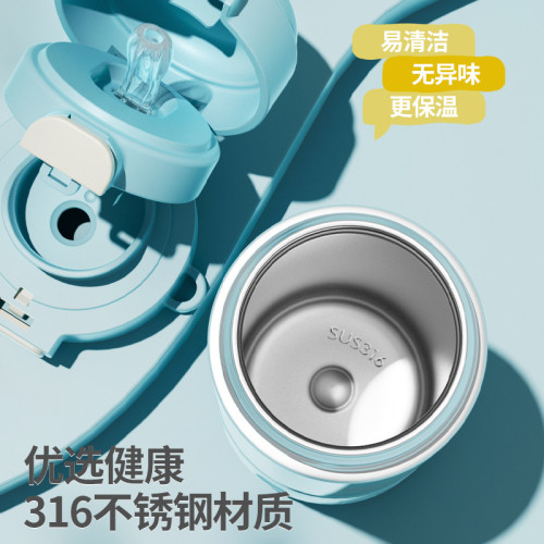蛋仔派對兒童保溫杯不鏽鋼大容量可攜式吸琯水杯女生高顔值可愛雙飲