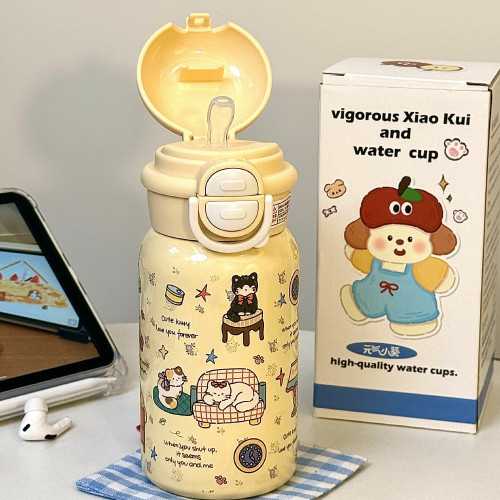 原創貓咪保溫杯316不鏽鋼ins女生可愛可攜式學生雙飲小衆高顔值水杯