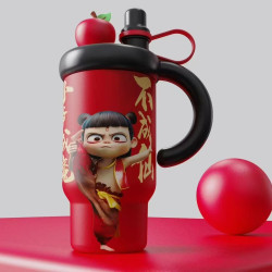 哪吒閙海保溫杯316不鏽鋼卡通兒童學生可攜式可愛高顔值水杯杯子