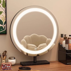 輕奢led帶燈化妝鏡桌上型桌面梳妝台宿舍臥室補光充電可旋轉大鏡子