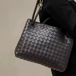 新款蝴蝶結Andiamo金屬繩釦編織包包女托特包真皮大容量單肩大包