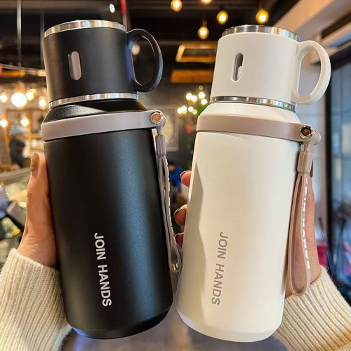 新款高顔值保溫杯316不鏽鋼手提大容量水杯可攜式茶水分離保溫杯子