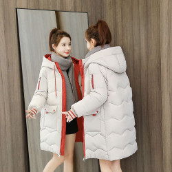 棉服女中長款2024款韓版寬松冬季外套加厚棉襖麵包服棉襖棉衣