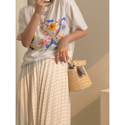 草編水桶包女2025夏季時尚網紅個性打結手提包斜背編織包包女包包