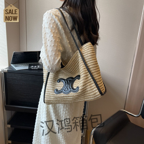 凱旋門手工編織包女2025上新草編托特包度假沙灘包休閒單肩腋下包