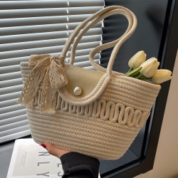 今年流行法式草編包包2024手工編織包沙灘包小衆復古田園風手提包
