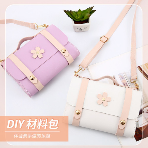 diy手工編織包包單肩斜背百搭小方包手縫材料包自製禮物自做女包